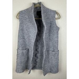 TAHARI Gray Wool Blend Long Line Vest Size Medium